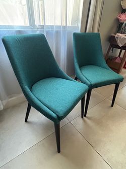2 Teal Dining Chairs by Modway