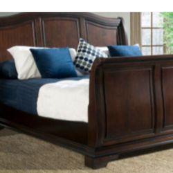 CONLEY CHERRY FINISH KING SLEIGH BED FRAMEP