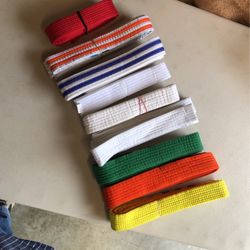 Martial Arts Uniform Belts 9 Pieces