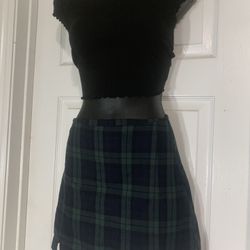 Green Plaid Skirt