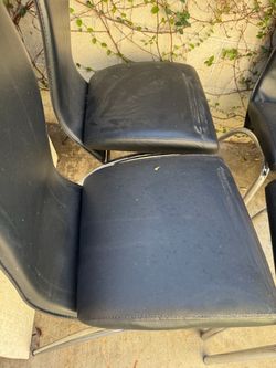 4 Black Faux Leather Dining Chairs with Chrome Frame