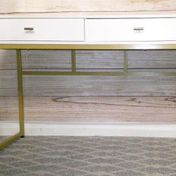 Chenhao Home Furniture - White and Gold 2 Drawer Modern Computer Desk
