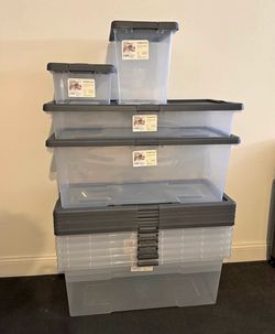Moving out sale. NEW Stackable Storage Latching Bin Set- 10 Pc