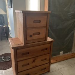 Solid Wood Twin Bed With Night Stand And Chest Of Drawers