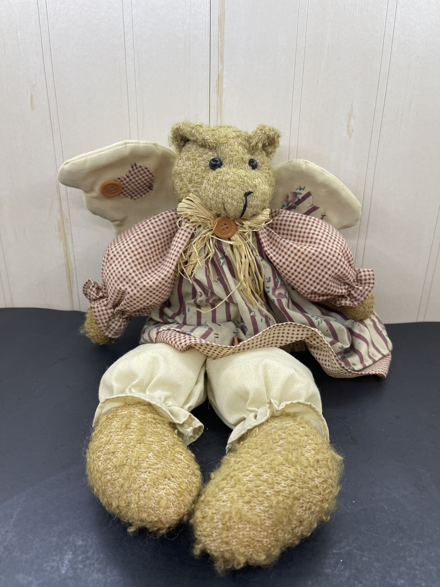 Vintage Plush Bear Angel in Dress 16"