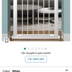 Fairy Baby Narrow Baby Gate for Doorway Stair 22.8"-25.5" Wide Pressure Mounted Pet Gate Walk Thru Child Safety Gate White