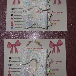 Small Chunky Glitter Color White Hair Bows With Alligator Clips 