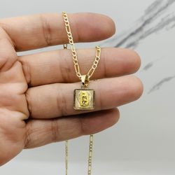 10k gold necklace and pendant Virgin Mary - Cadena De Mujer Gargantia O Niña En Oro Virgen Guadalupe 