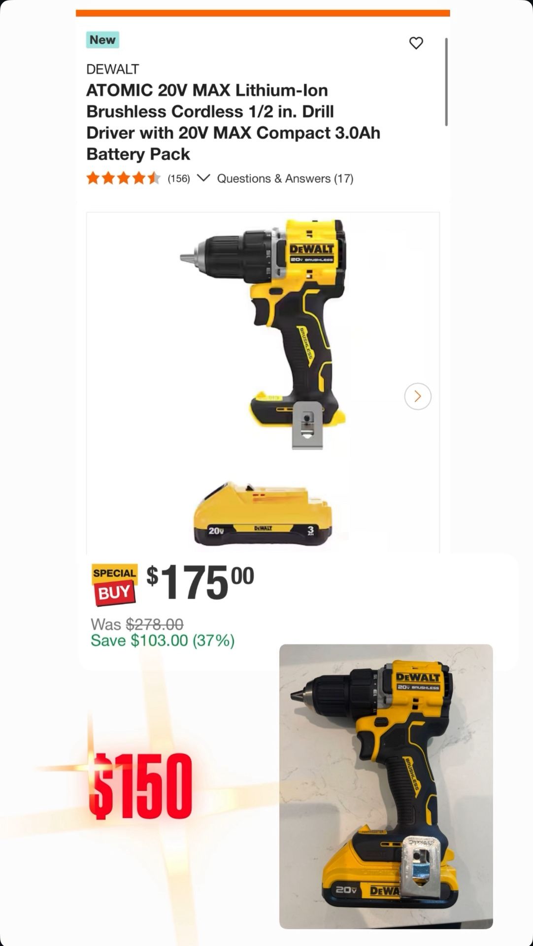 Dewalt 20v Brushless Cordless Drill With Battery 
