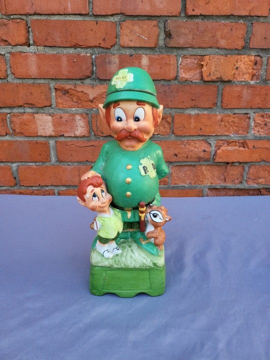 Vintage Decanter 1975 Hoffman Distilling Co Lucky Series Policeman Musical 12.5"