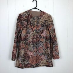 Vintage Floral Print Button Down Top Sz M