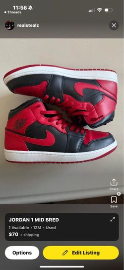 JORDAN 1 MID BANNED SZ 12