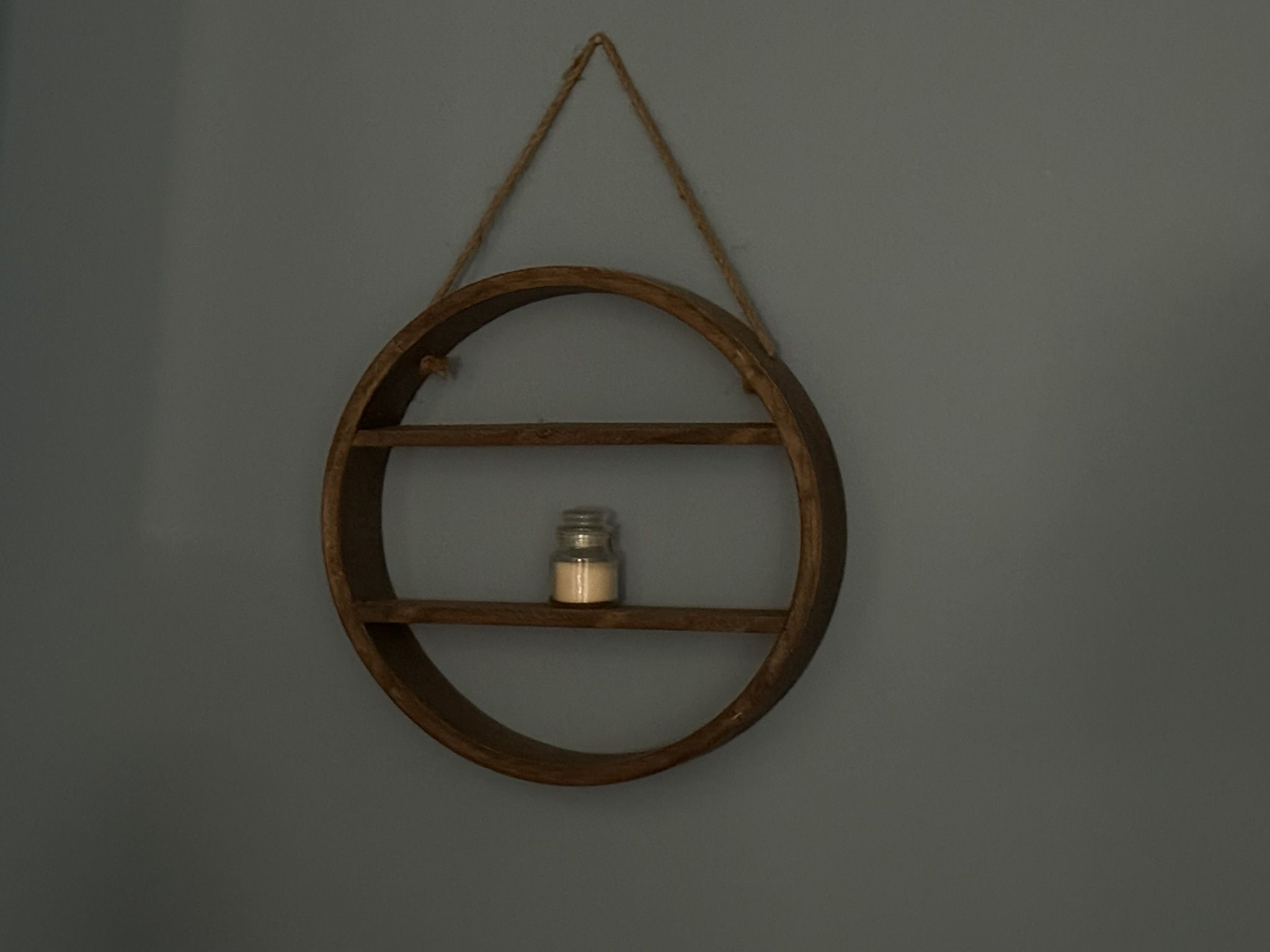 Set of 2 Round Hanging Wood Wall Shelves – Rustic Décor