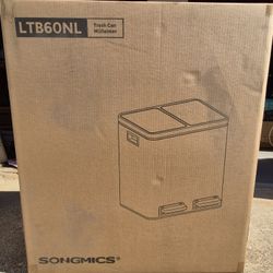 Songmics Kitchen Trash Can 60L Dual Compartment Stainless Steel Garbage Can