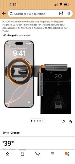 M2026 Tesla Phone Mount, No Glue Required, for MagSafe Magnetic Car Dash Phone Holder for Tesla Model Y, Model 3