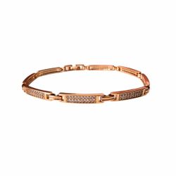 Elegant CZ Bar Link Bracelet – Rose Gold Plated | Pave Crystal Minimalist