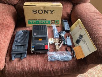 Vintage Sony Cassette-Corder, Circa 1970-72, Complete With All Original Accessories, Documents, And Box