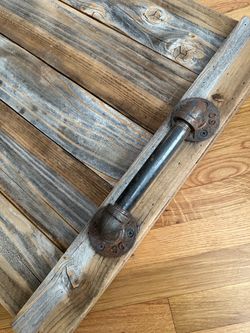 Rustic Reclaimed Wood Decorative Stove Cover/Noodle Board with Industrial Pipe Handles