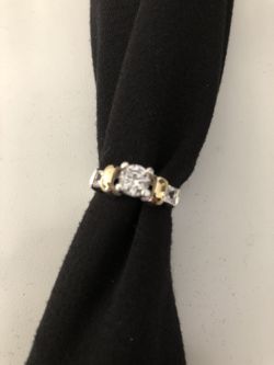 Silver zirconia 950 w 18k gold