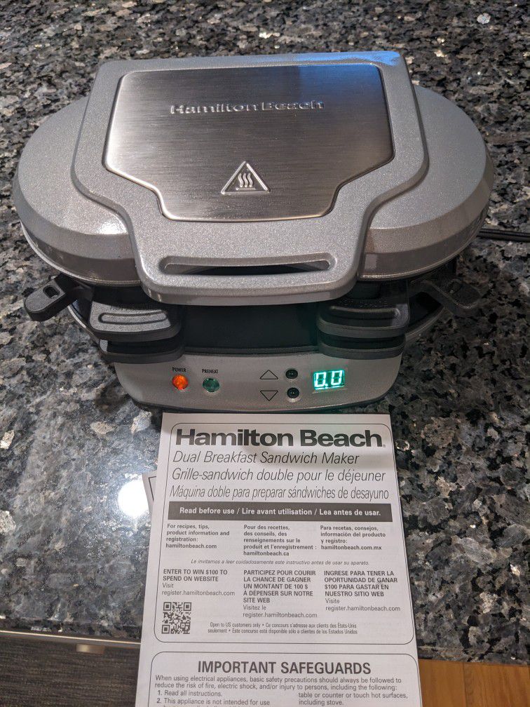 Hamilton Beach Dual Breakfast Sandwich Maker Type ST30 Model 25490A - Small  Kitchen Appliances
