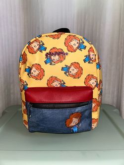 Good Guys Chucky Mini Faux Leather Backpack Graphic Print Front Zip Pocket