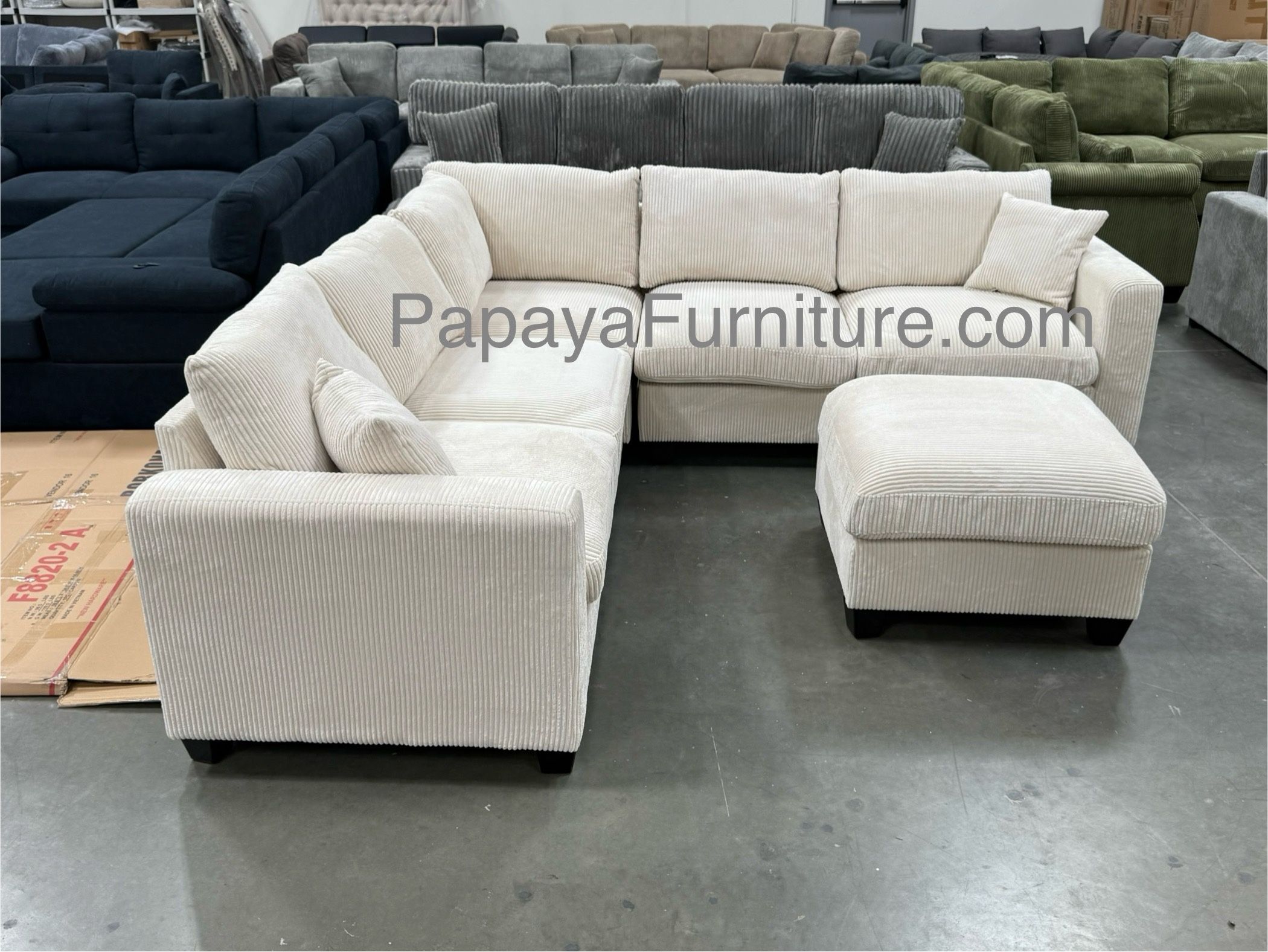 New! Comfy Plush Sectional Couch, Sectional And Ottoman, Grey Sofa, Gray Couch, Corduroy Sectional, L-Shaped Sofa, Living Room Sofa Set, Plush Couch