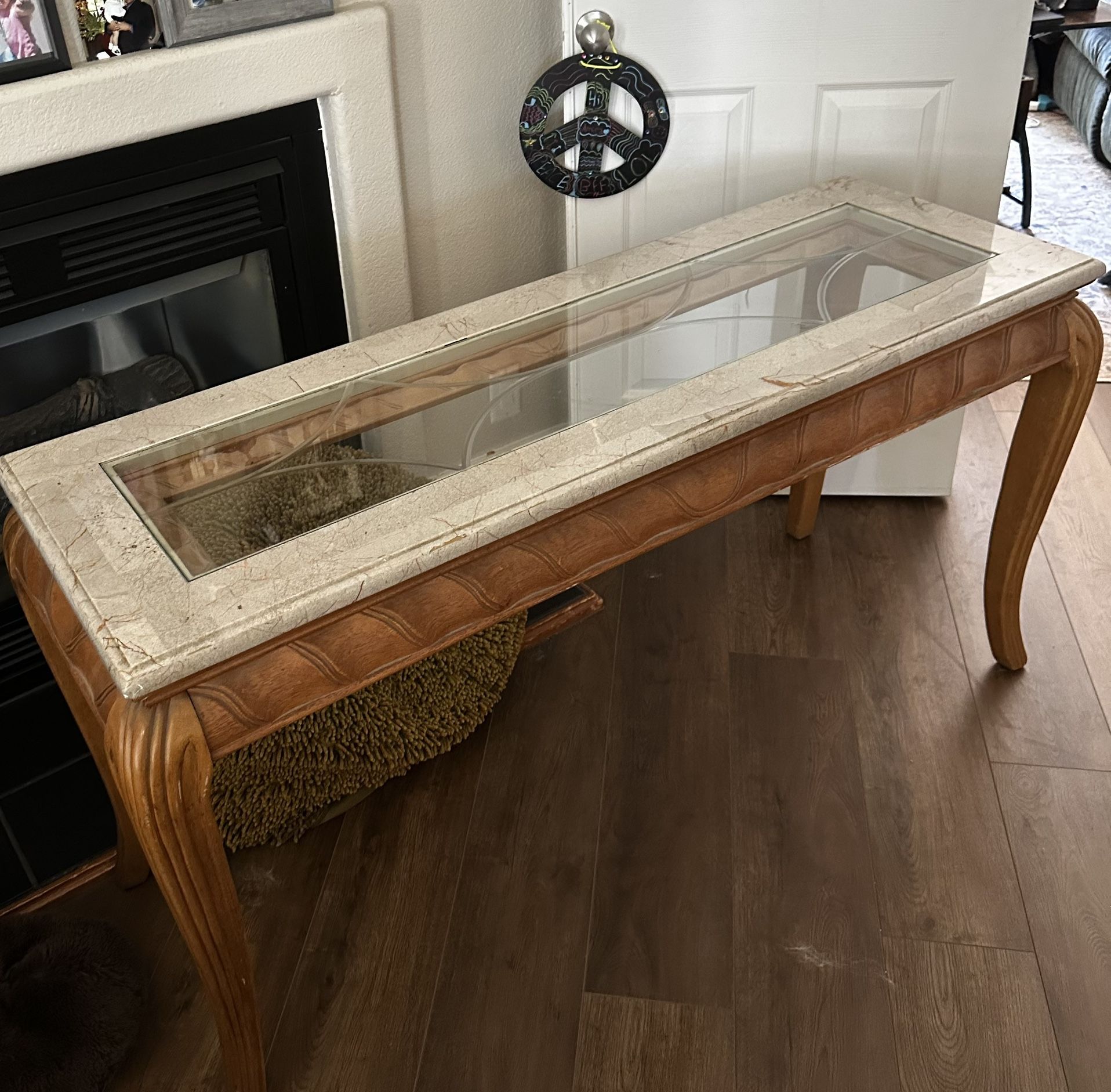 Beautiful Buffet Table/ Marble/glass Top