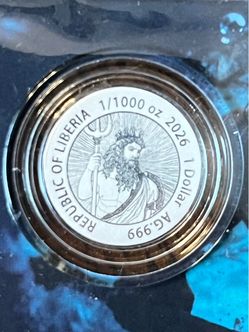 2026 Liberia Poseidon 1/1000 oz .999 Fine Silver Coin