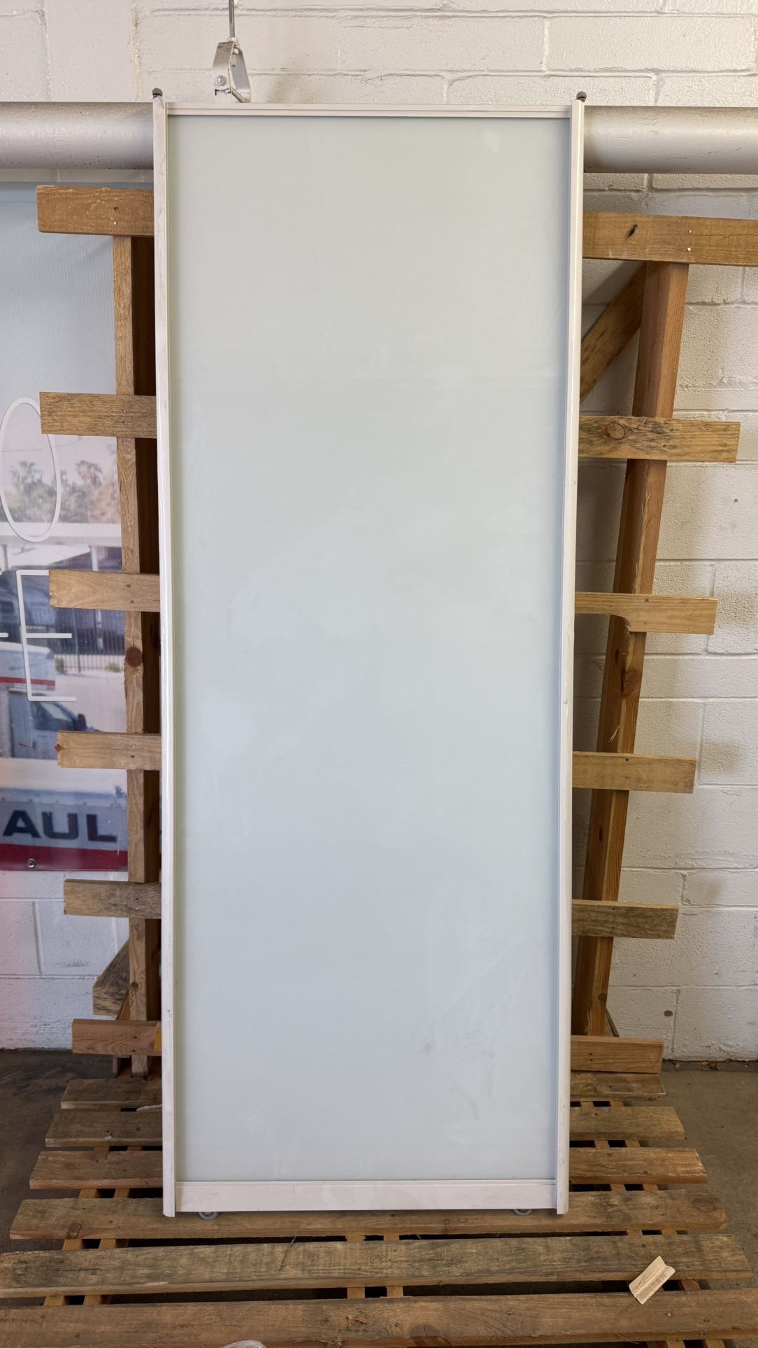 Frosted Glass Panel with Aluminum Frame on Wheels – Modern Privacy Divider