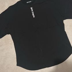 Palm Angels Men's Black Logo Short Sleeve Crew Neck Designer T-Shirt