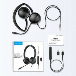 Link Dream USB Headset with Microphone Wired Computer Headset 3.5mm / USB with Noise Canceling Mic for Computer , Laptop , PC , Cell Phone , Call Cent