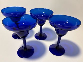 Cobalt Blue Margarita Glasses Barware