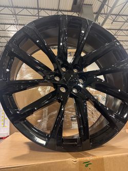 22 inch OE Performance REP Swirl Gloss Black Wheel 6 lug Chevy Cadillac GMC Titan trucks and SUVs