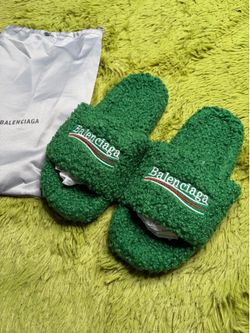 Green Balenciaga Slides