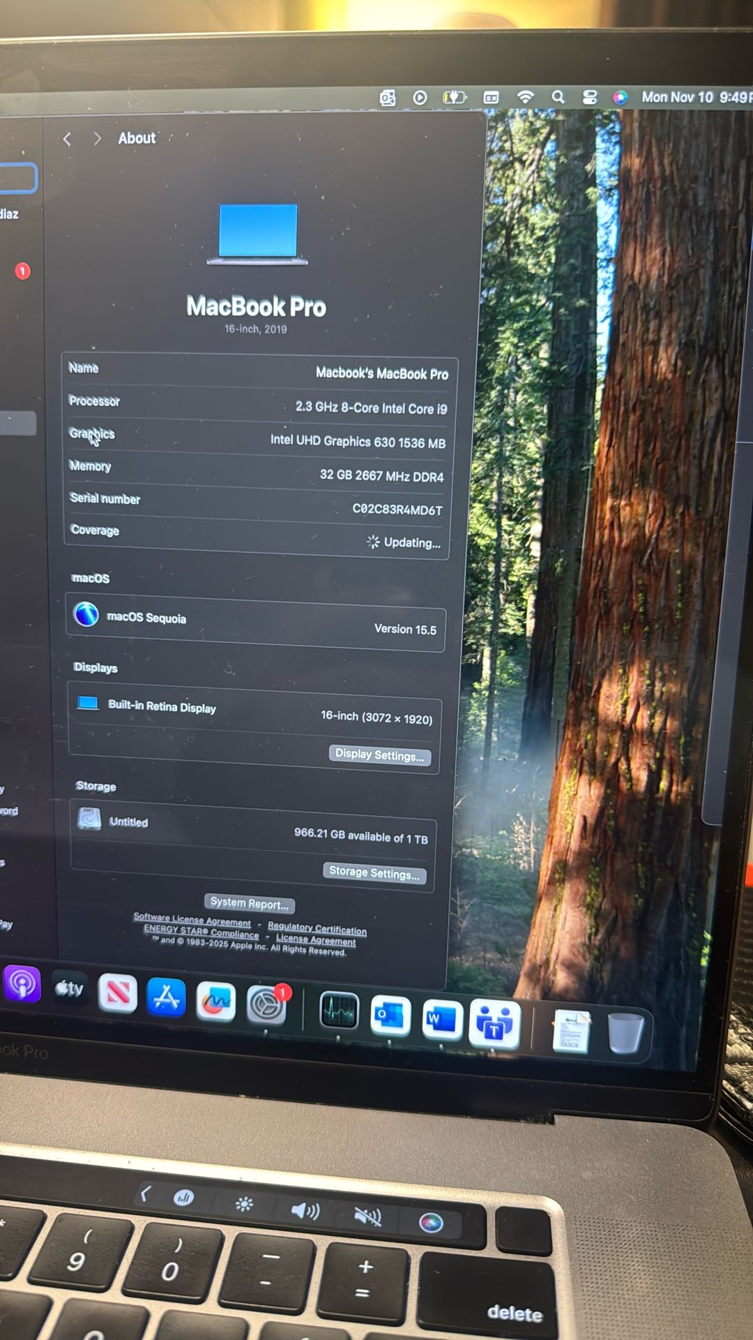 Gold Or Silver MacBook Pro 16inch 1 TB 32gbs Ram I9 Processor 