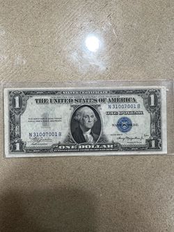 $1 old bill blue seal silver certificate series 1935 A no motto