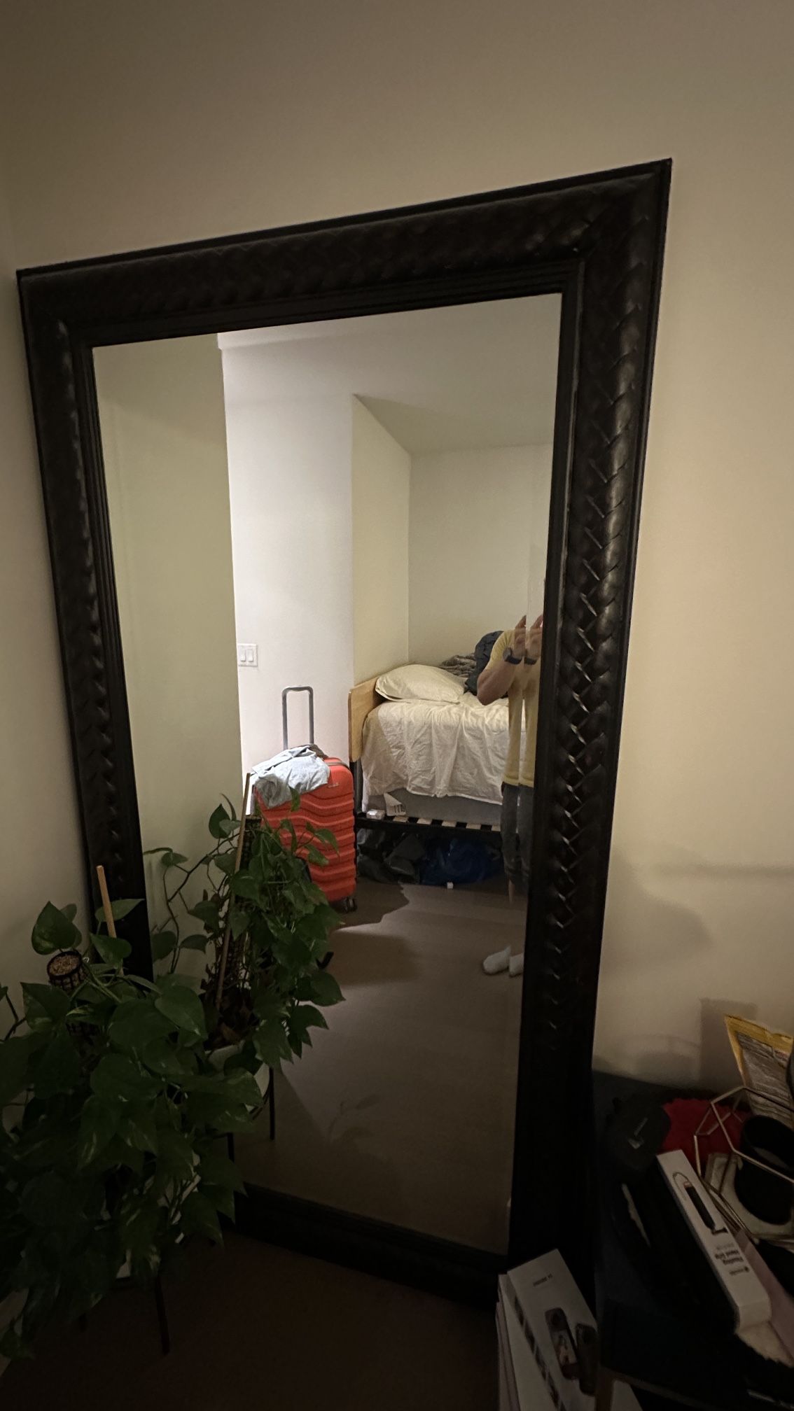 Giant Mirror With Wooden Frame