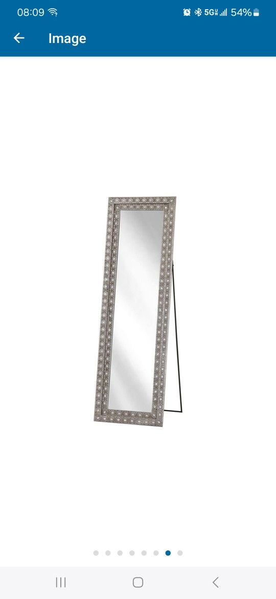 Floor Mirror With Stand And Rhinestone Accent