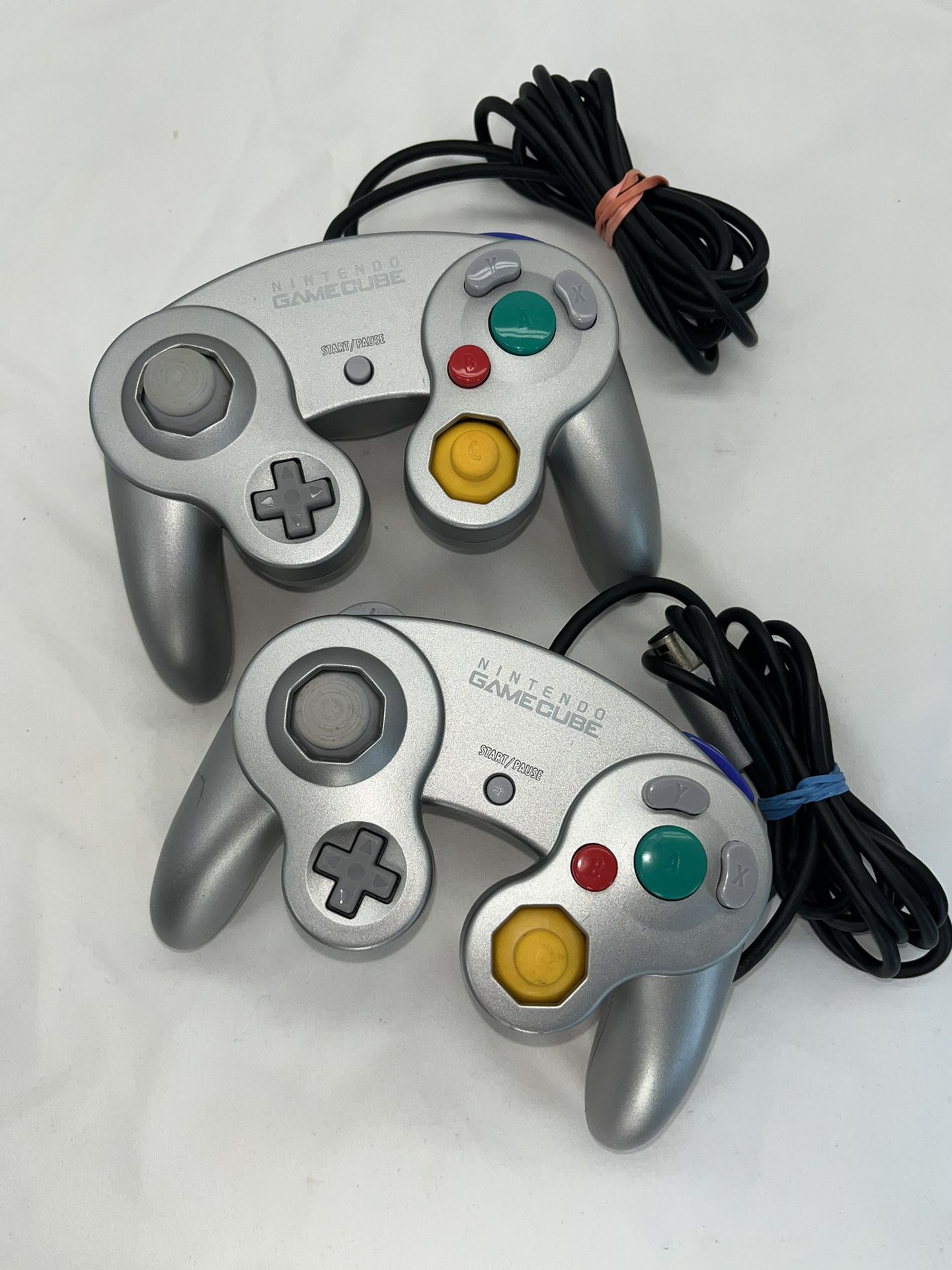 Two OEM Nintendo GameCube Controllers Platinum 