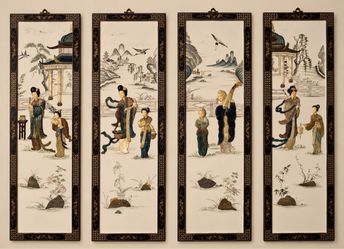 Set of Four Asian Art Wall Panels
