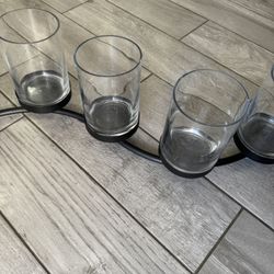 Candle Class Holder With Metal Base