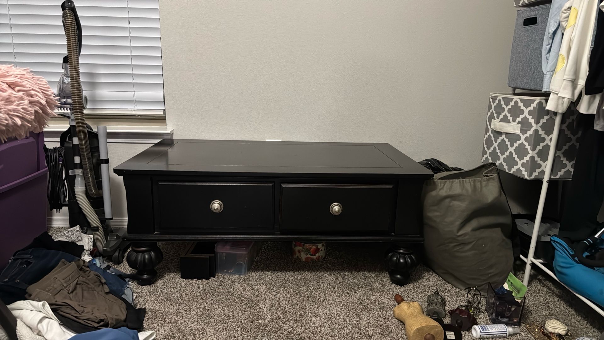 Large Black Wooden Tv Stand/coffee Table 