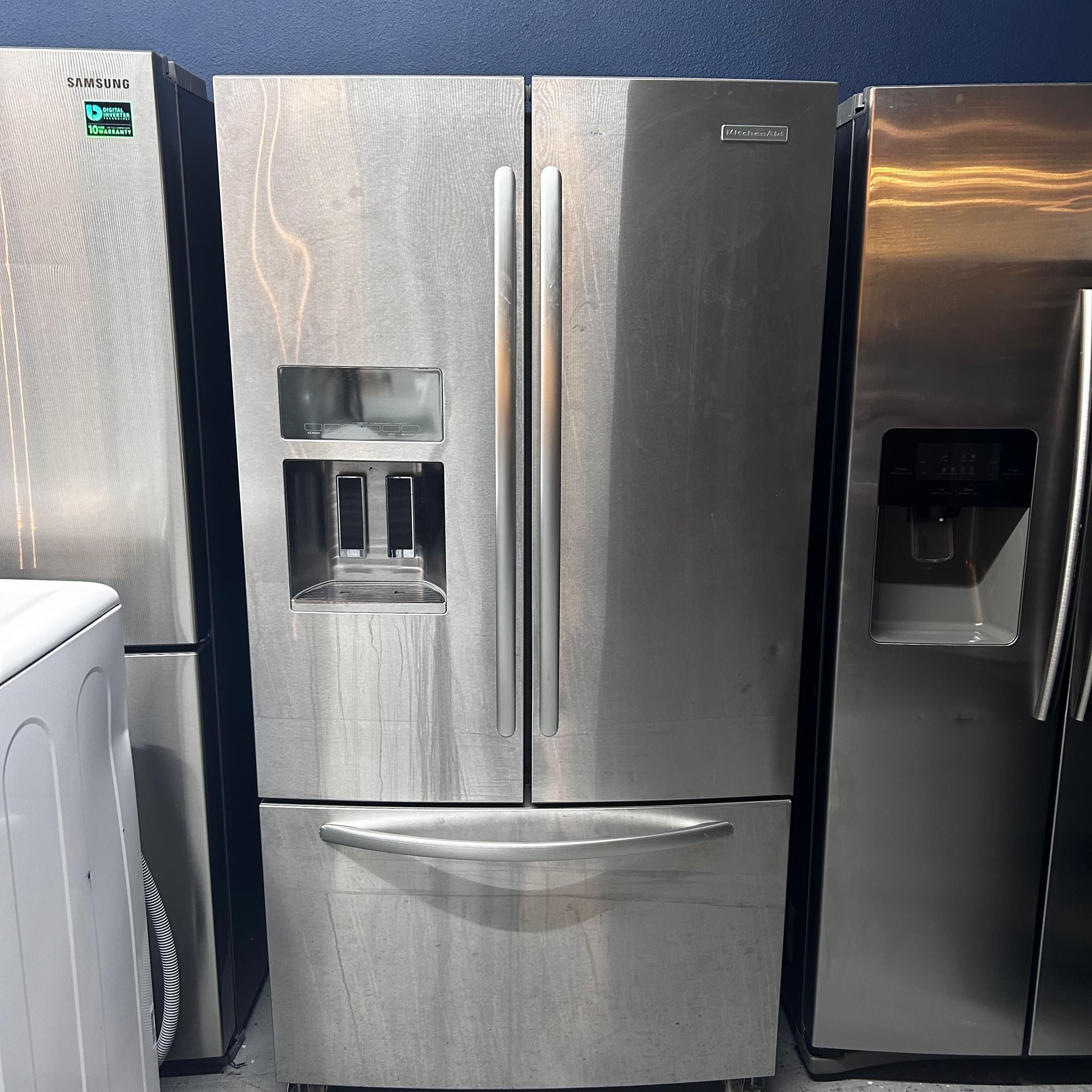 🚚 Delivered KitchenAid Refurbished French Door Refrigerator 28.6 cu.ft Austin 8745 🛡 1 Yr W