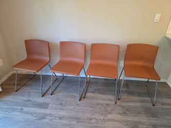4 Brown Faux Leather Dining Chairs