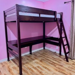 Bunk bed with study table. Mattress included
