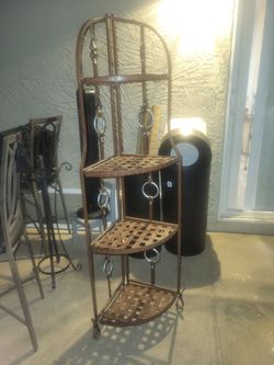 Great condition antique folding metal plant holder