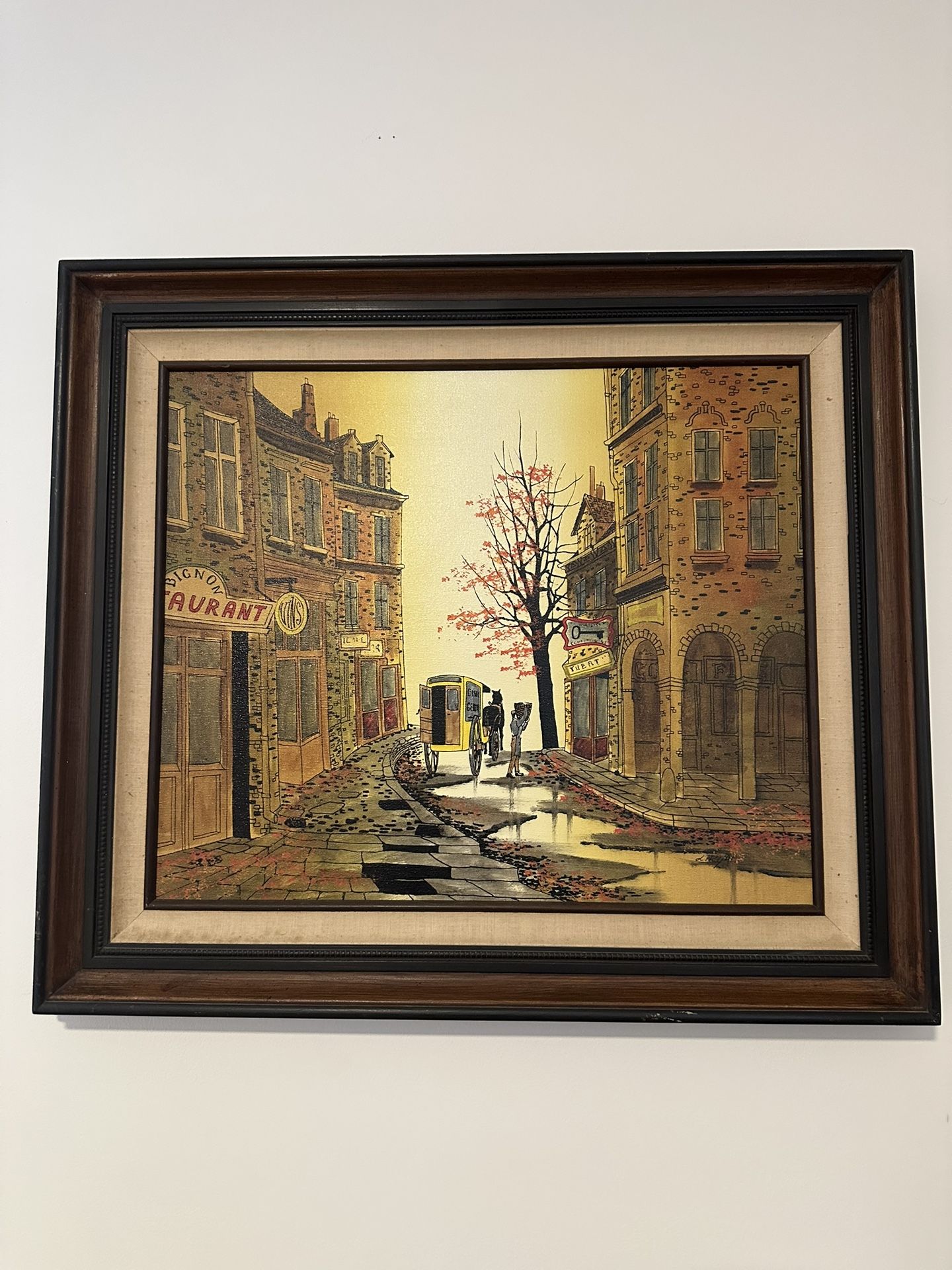 French realism original by L.Ryan. Fine art oil cityscape