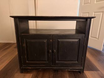 Black Distressed Wood TV Stand/End Table/Cabinet