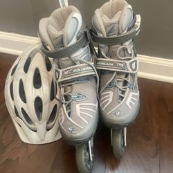 Women’s Inline Rollerblades + Helmet – Size 7