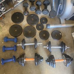 Barbell Different Size and Weights Lot Of plates And Women Weights 